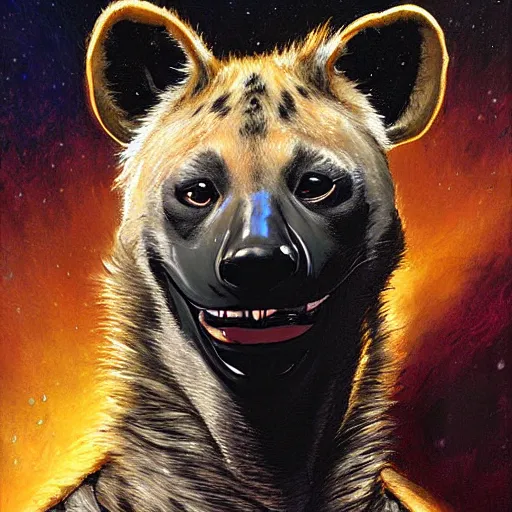 Image similar to a portrait of a hyena dogman canine star trek doctor. highly detailed painting by gaston bussiere, craig mullins, j. c. leyendecker, furry