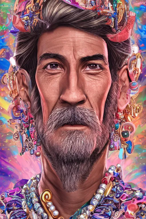 Prompt: maximalist overdetailed handsome masculine wise old male genie portrait by adoryanti, machine. delusions, holosomnia, electrixbunny, rendered in discodiffusion. decorated with pearls and gems, behance hd. by wlop, studio ghibli. ilya kuvshinov, igor goryunov artgerm. ray tracing hdr polished sharp