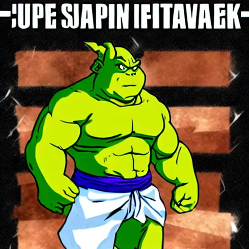 Image similar to Super Saiyan Shrek Fights for the Sake of humanity