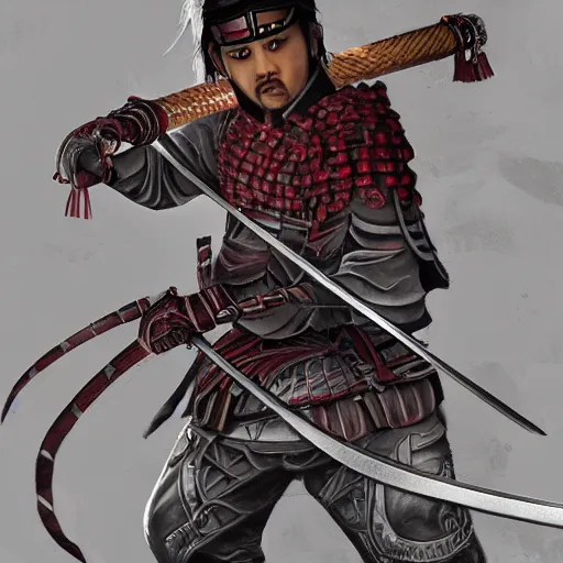 Prompt: epic samurai wielding a magnificent katana, fantasy 8k art, trending on artstation, insanely detailed n 8