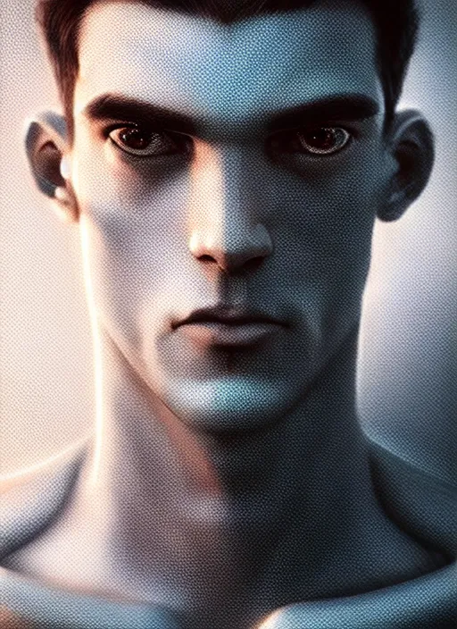 Image similar to a highly detailed long shot photo of masculin male face portrait, futurism, rococo cyber neon lighting, detailed futuristic fibonacci jewelry, profile posing, hyper photorealistic, crispy quality, digital photography, trending in pinterest, cinematic, 4 k ultra hd, art by pascal blanche, art by greg rutkowski, art by artgerm,