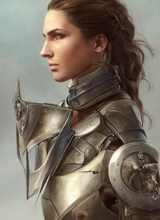 Prompt: a professional photographic portrait of an attractive young girl, partially clothed in battle armor, olive skin, long dark hair, beautiful bone structure, symmetrical facial features, intricate, elegant, digital painting, concept art, smooth, sharp focus, illustration, beautifully framed, from Metal Gear, in the style of Artgerm and Greg Rutkowski and William-Adolphe Bouguerea