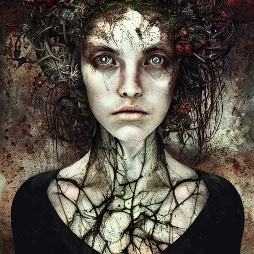 Image similar to Very very very very highly detailed epic portrait of someone with garden inside head by Brooke Shaden, intricate, dystopian, sci-fi, extremely detailed, digital painting, artstation, concept art, smooth, sharp focus, illustration, intimidating lighting, incredible art,