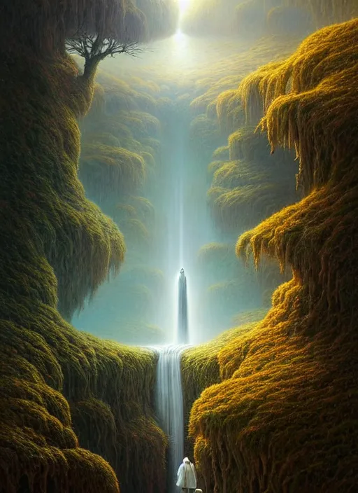 Image similar to a hyper - detailed 3 d render like a oil painting of nature witnessing itself through all life, surrealism!!!!! surreal concept art, lifelike, photorealistic, digital painting, aesthetic, smooth, sharp focus, artstation hd, by greg rutkowski, bruce pennington, valentina remenar and asher duran,