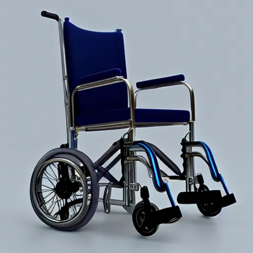 Image similar to a wheelchair, a computer rendering by an gyeon, behance contest winner, panfuturism, hard surface modeling, behance hd, rendered in cinema 4 d