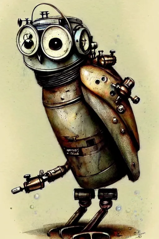 Image similar to (((((1950s steampunk robot owl . muted colors.))))) by Jean-Baptiste Monge !!!!!!!!!!!!!!!!!!!!!!!!!!!