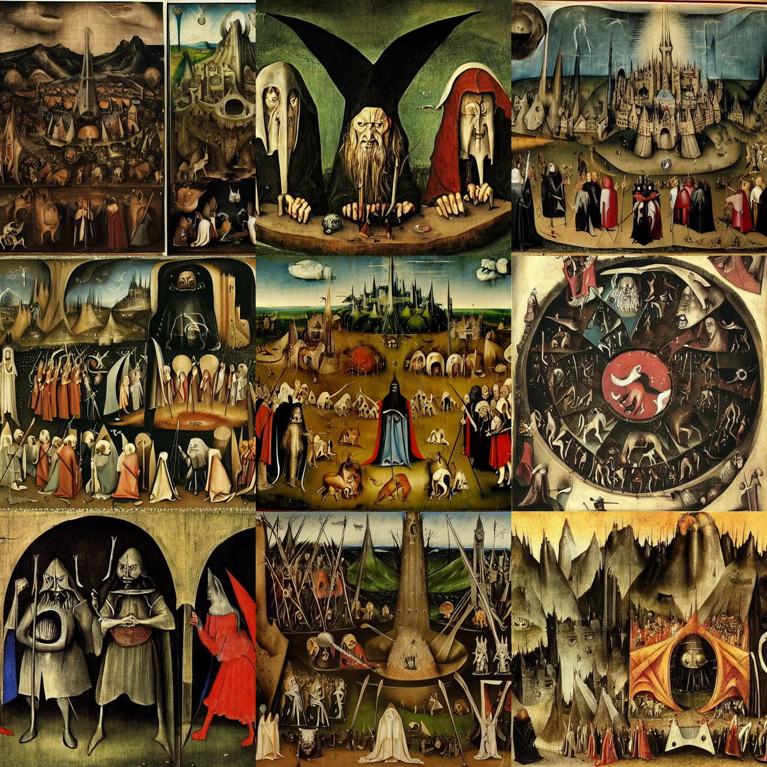 Prompt: lord of the rings painted by hieronymous bosch