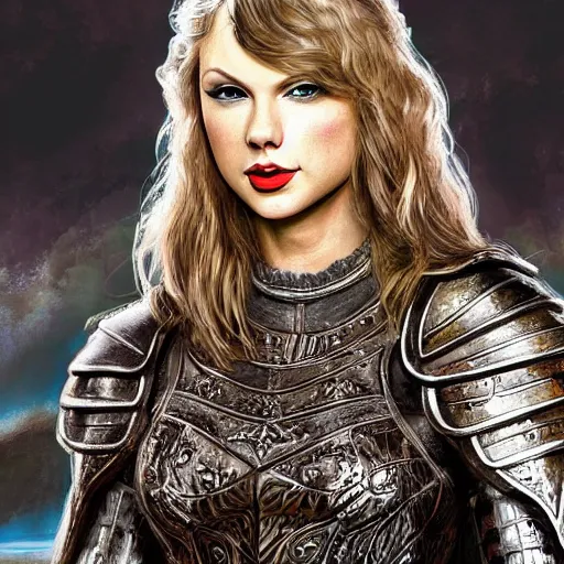 Image similar to the detailed portrait of taylor swift in a knight armor, epic fantasy art, mystical, mystic atmosphere, mythology, photo realistic, high detail, ultra realistic, hyper realistic, high definiton, 4 k uhd,