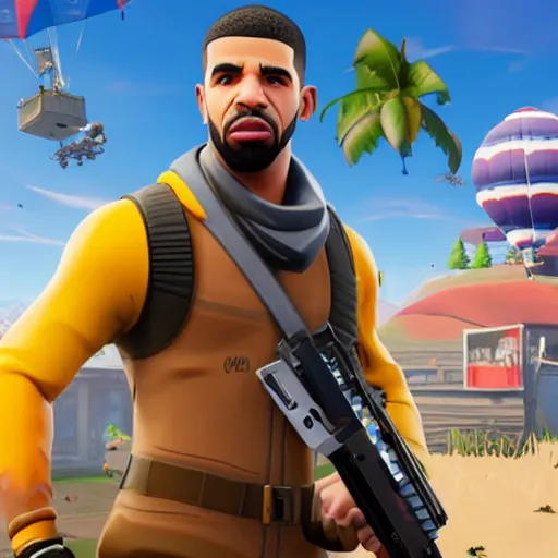 Image similar to Drake in Fortnite very detailed 4K quality super realistic