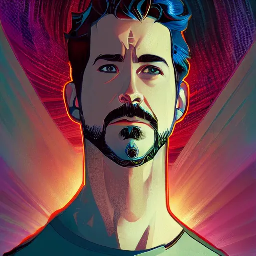 Prompt: Ryan Reynolds as Tony Stark, ambient lighting, 4k, alphonse mucha, lois van baarle, ilya kuvshinov, rossdraws, artstation