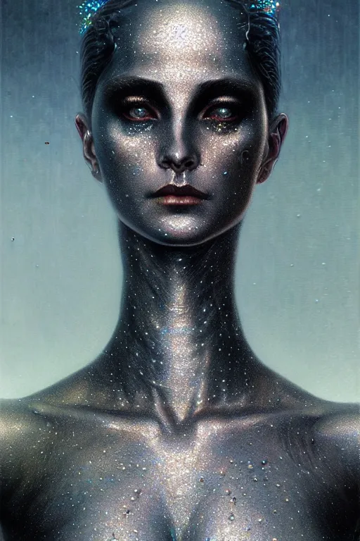 Prompt: pearlescent gorgeous black lilith! the mother of all monsters!!, covered in iridescent glitter!, raining ash, fine art masterpiece, highly detailed dino valls wayne barlowe machiej kuciara, dramatic lighting, long shot, low angle, uhd 8 k, sharp focus