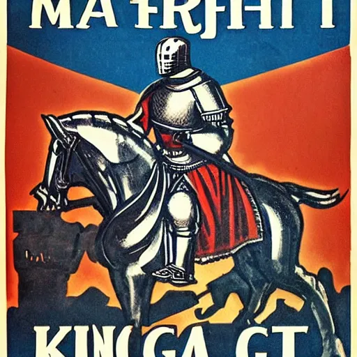 Prompt: Propaganda Poster of Medieval knight