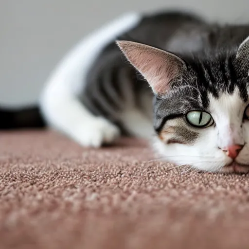 Image similar to cat stretching on carpet