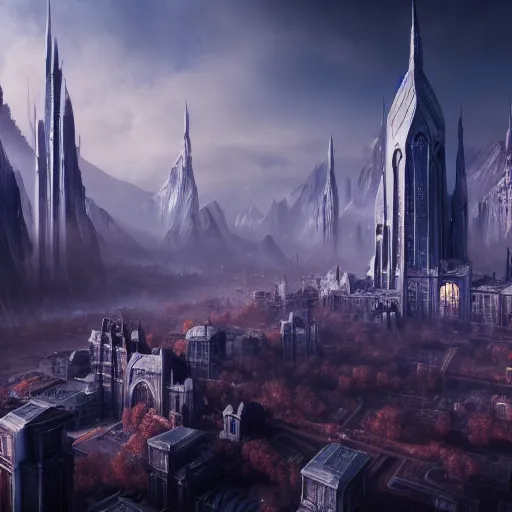Prompt: ethereal Tolkien city , highly detailed, 4k, HDR, award-winning, artstation, octane render