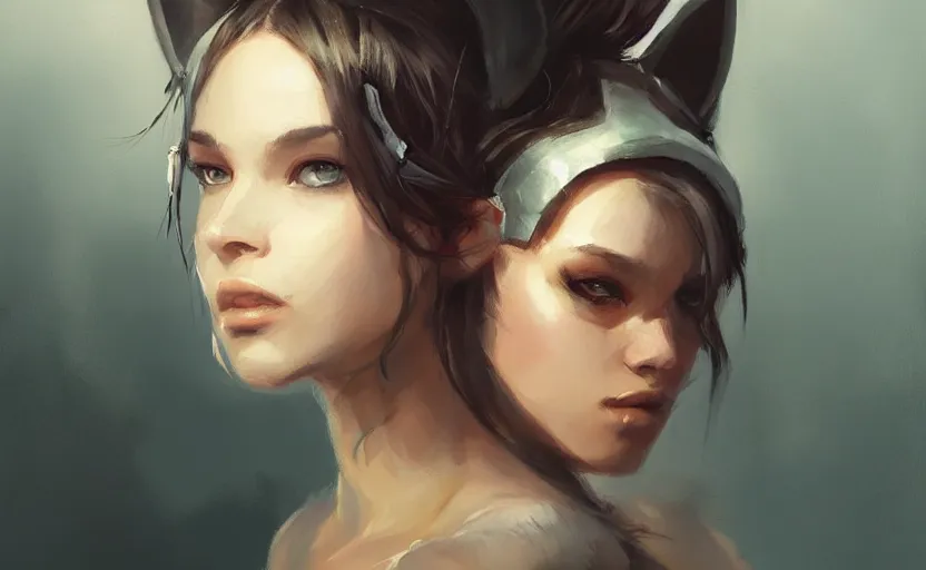 Image similar to a painting of swervy trending on artstation in the style of greg rutkowski, beautiful, sensual, woman with cat ears, portrait