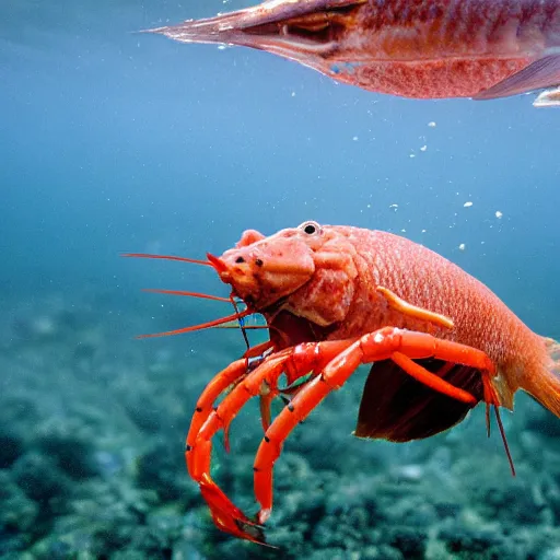 Image similar to fish eating a crayfish