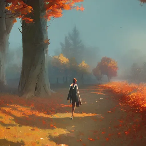 Prompt: autumn, concept art, artstation, makoto shinkai, digital art, greg rutkowski