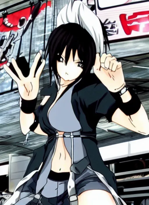 Image similar to anime still of tifa lockhart in the tv show initial d