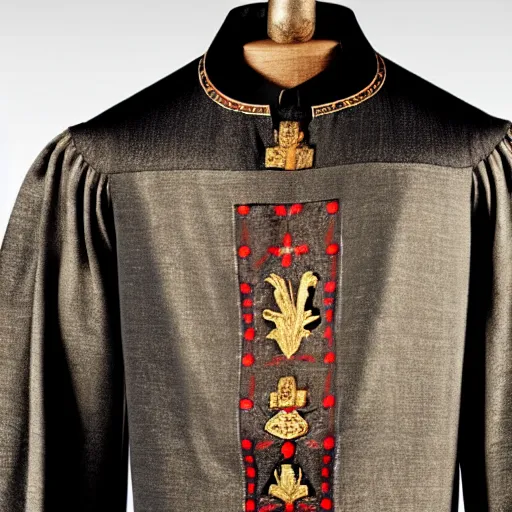 Prompt: a medieval shirt from 1300, designed by Hugo Boss and Karl Lagerfeld
