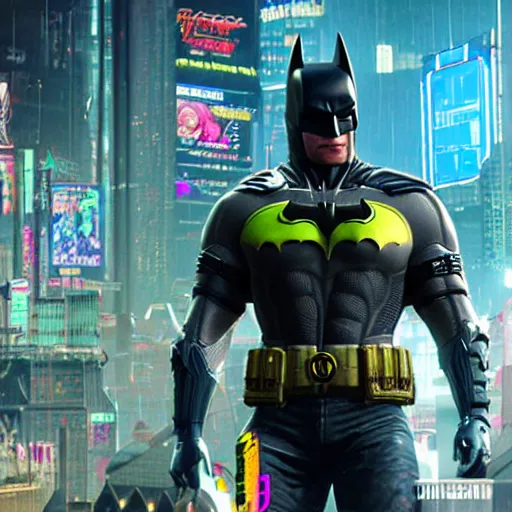 Prompt: Batman in Cyberpunk 2077