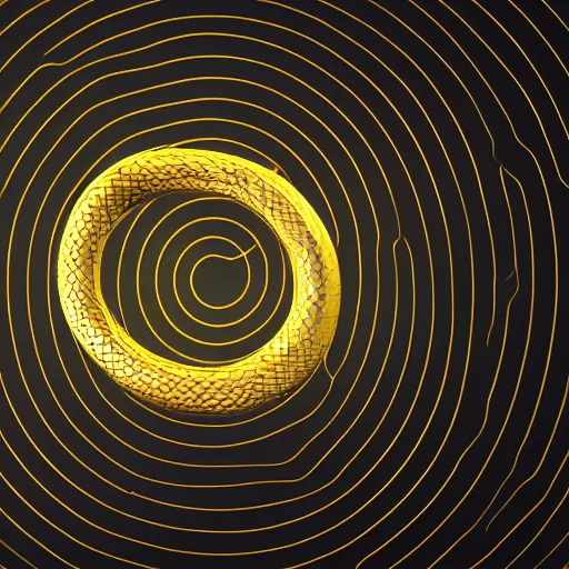 Prompt: a golden snake on a black background, a computer rendering by Nassos Daphnis, cg society, cobra, logo, golden ratio, uhd image