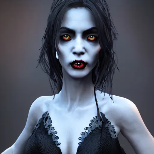 Image similar to character design, vampire lady, ominous, high definition photorealistic, unreal engine