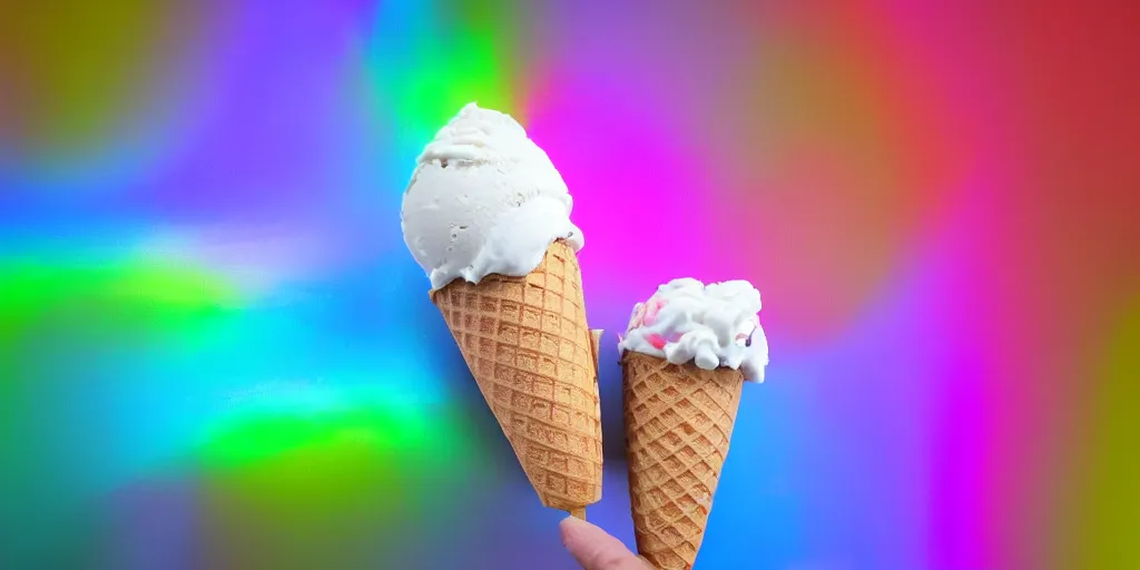 Image similar to ice cream cone with rgb implants, cyberpunk, high quality, ue 5.