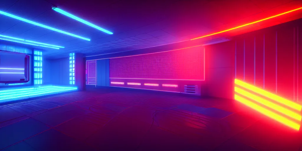 Image similar to isometric room of Manila philippines, neon lights, blade runner color palette, rendered in octane render by Yasunari Ikenaga, Yamato, Macross