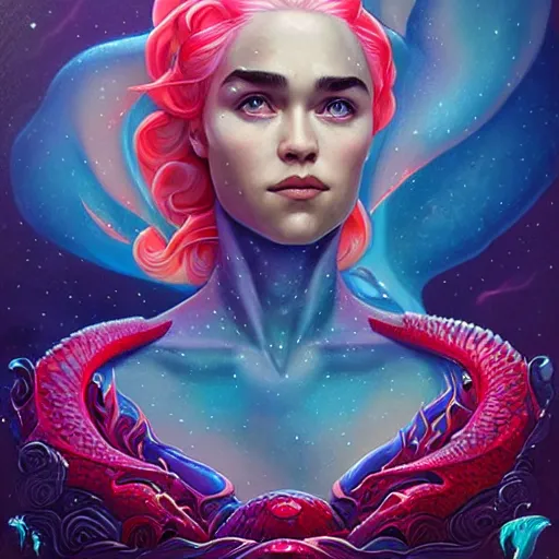 Image similar to cosmic underwater lofi daenerys targaryen portrait, queen of dragons, fire flaming dragon serpent, Pixar style, by Tristan Eaton Stanley Artgerm and Tom Bagshaw.