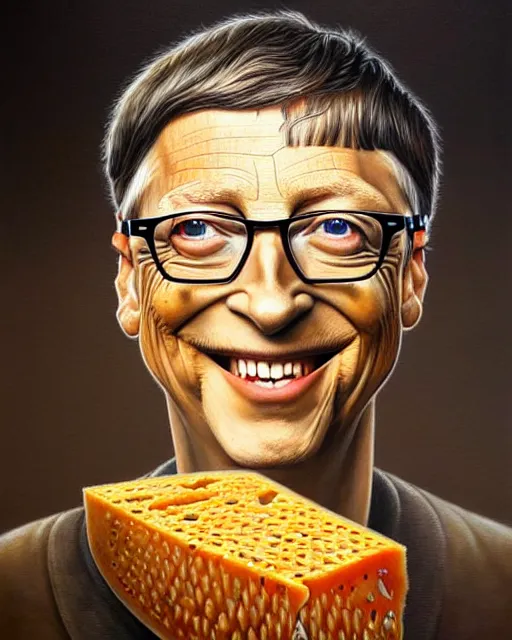 Image similar to detailed portrait of bill gates cheese!! grater!!! shredded by tomasz alen kopera and peter mohrbacher and johanna martine! and margaret keane! coherent luminescent