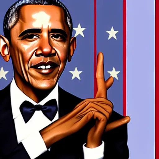 Prompt: barack obama giving the middle finger to a potato with limbs