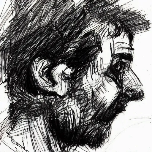 Image similar to a realistic yet scraggly portrait sketch of the side profile of a stern and sophisticated yanderedev, trending on artstation, intricate details, in the style of frank auerbach, in the style of sergio aragones, in the style of martin ansin, in the style of david aja, in the style of mattias adolfsson
