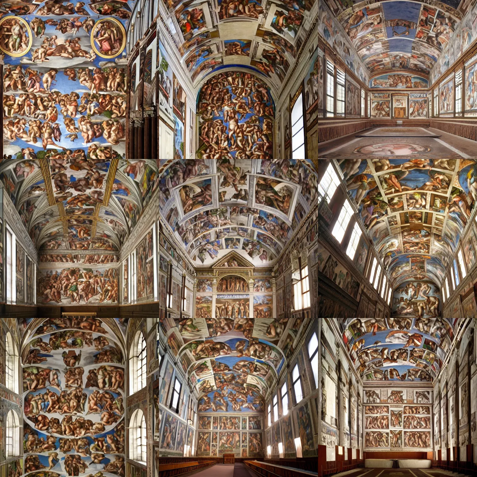 Prompt: the sistine chapel decorated by adolf wolfli