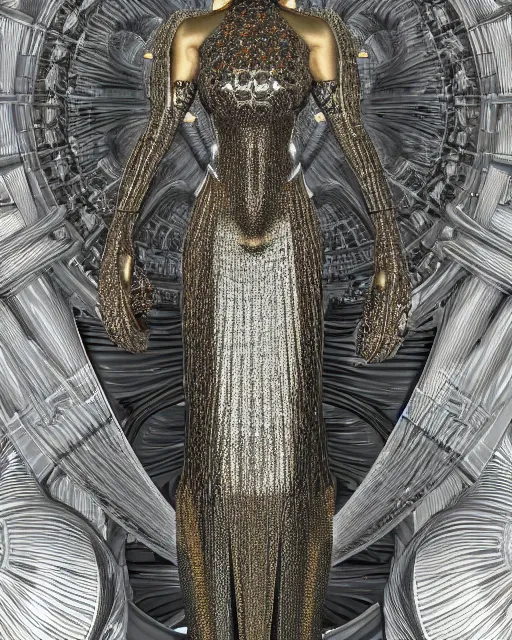 Image similar to a highly detailed metahuman 4 k close up render of an alien goddess bella hadid monument jibaro renaissance in iris van herpen dress schiaparelli in diamonds crystals swarovski and jewelry iridescent in style of alphonse mucha gustav klimt trending on artstation made in unreal engine 4