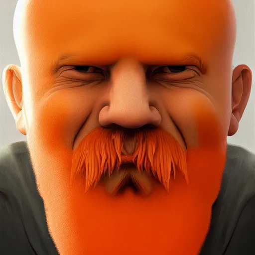 Image similar to portrait of a bald man with a big orange beard, digital art, artstation cgsociety masterpiece