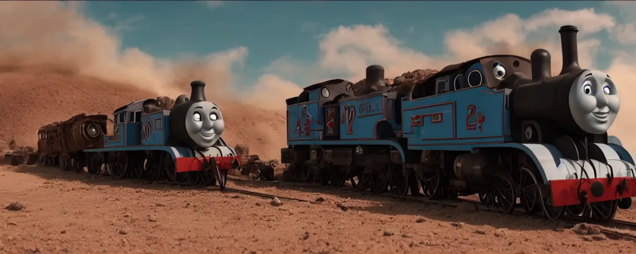 Image similar to still frame of Thomas the Tank Engine in MAD MAX: FURY ROAD (2015)