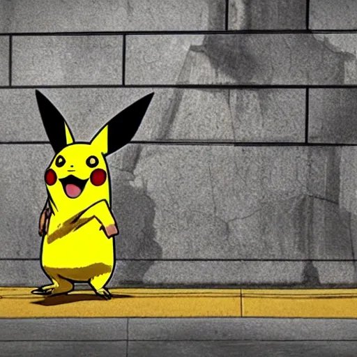 Image similar to pikachu homeless begging for fentanyl in times square, ultra detailed, 8 k, photorealism, rule of thirds, cracked textures.