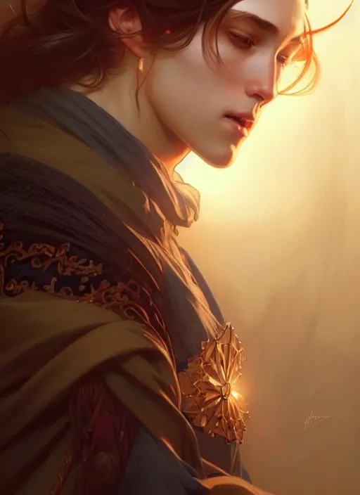 Image similar to ultra realistic illustration, handsome wizard. intricate, elegant, magic, highly detailed, digital painting, artstation, concept art, smooth, sharp focus, illustration, art by artgerm and greg rutkowski and alphonse mucha and wlop