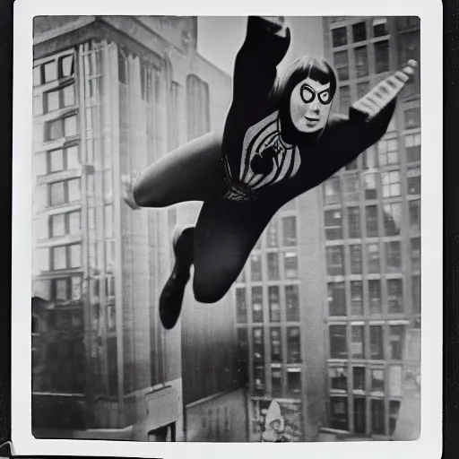 Prompt: 1970s polaroid jimmy tarbuck as spider man without a mask