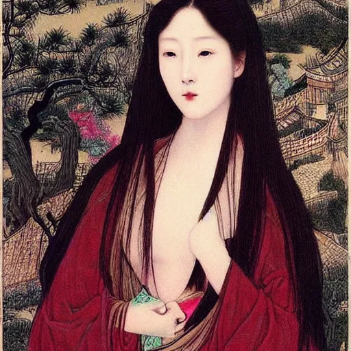 Prompt: “sensual Chinese pre-raphaelite”