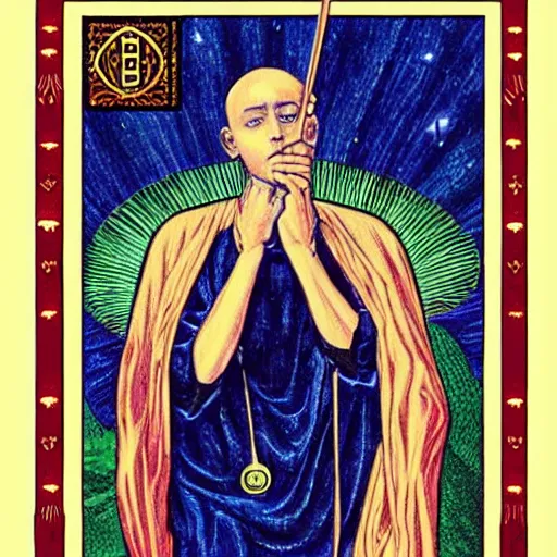 Prompt: Eminem in Thoth tarot deck, style of Lady Frieda Harris, 4K