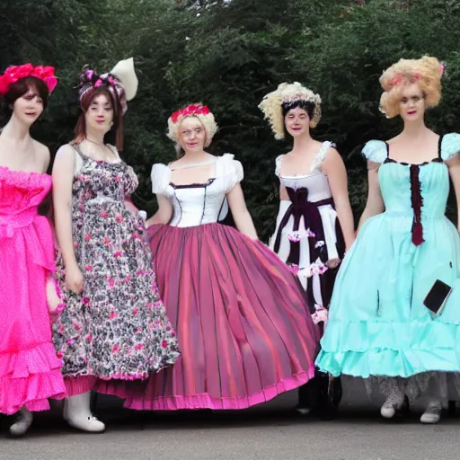 Image similar to large group of people wearing lolita dresses