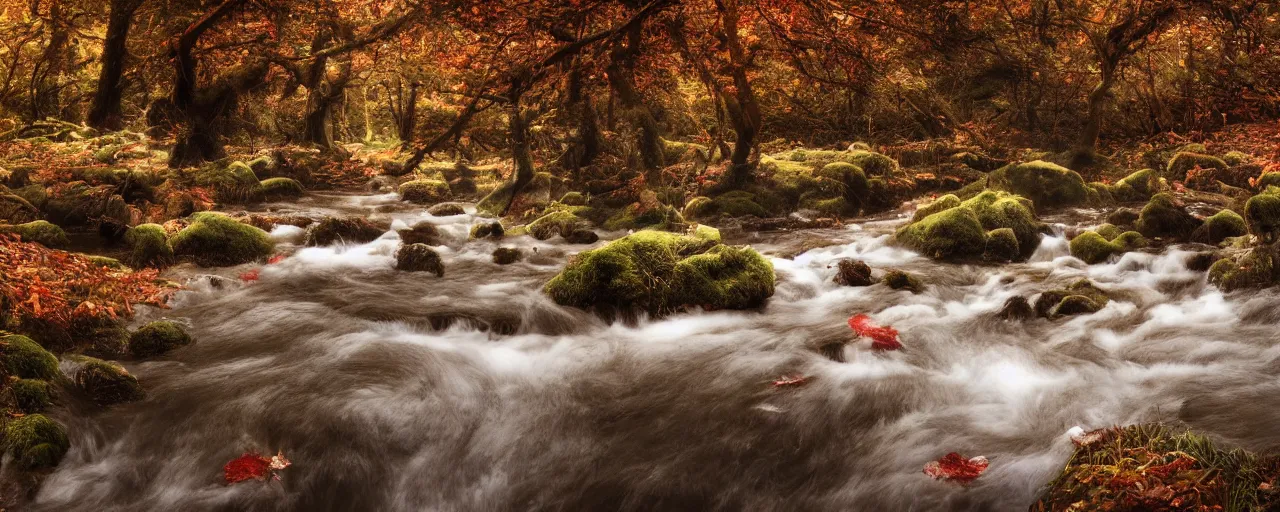 Prompt: wide - angle shot of furry funny creatures bathing in forest stream in autumn, depth of field, zeiss lens, detailed, symmetrical, centered, by nicoletta ceccoli, mark ryden, lostfish, earl nore, hyung tae, frank frazetta, breathtaking, 8 k resolution beautiful artistic, hyperrealistic, octane render