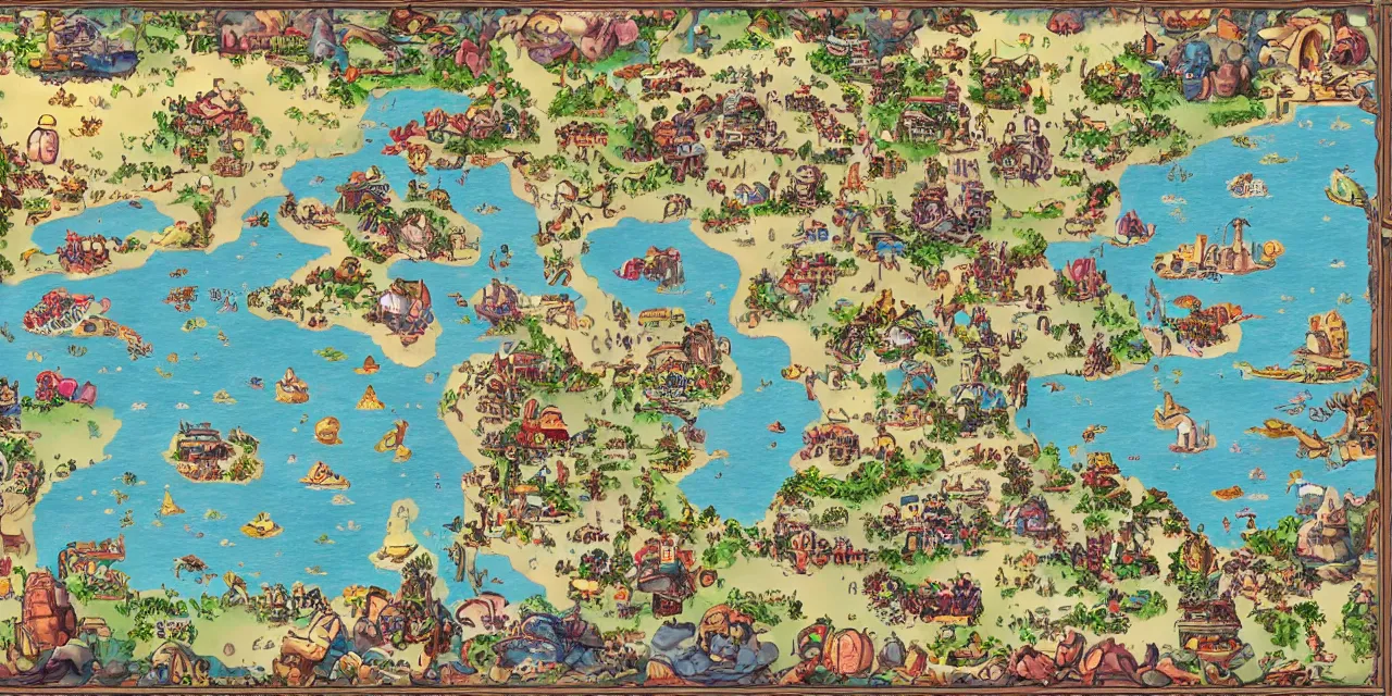 highly detailed map of one piece anime, Stable Diffusion