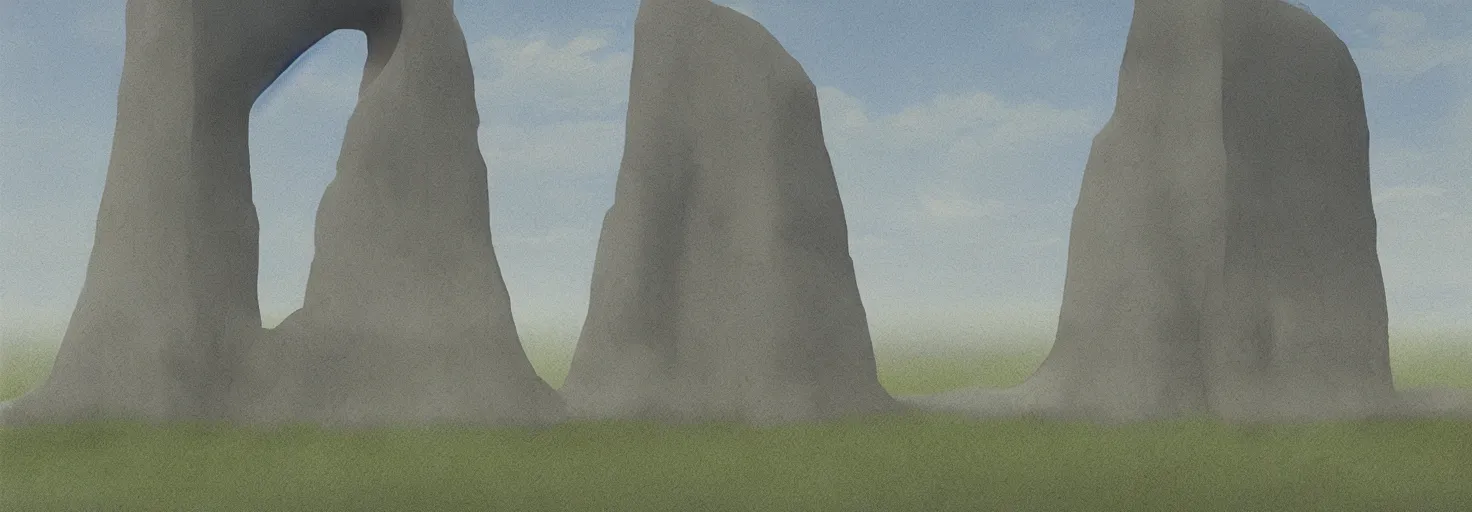 Image similar to monolith at the meadow of tranquility, in the style of moebius