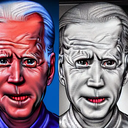 Image similar to biden became stupid ugly lovecraftian degenerate abomination, photo - realistic, color image, 2 k, highly detailed, horror