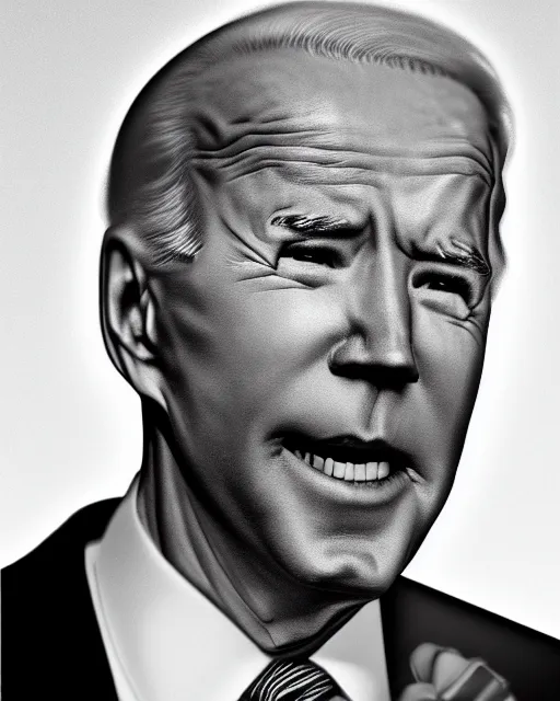 Prompt: a black and white photograph of joe biden, in the style of dorthy lang, realistic, vintage, antiqued look, grainy film
