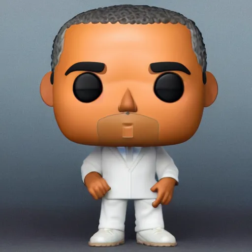 Prompt: full body 3d render of Barak Obama as a funko pop, studio lighting, white background, blender, trending on artstation, 8k, highly detailed