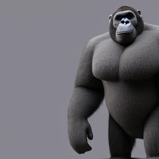 Image similar to happy gorilla wearing a suit carrying a briefcase in the style of pixar, volumetric lighting, redshift render, 4 k, detailed