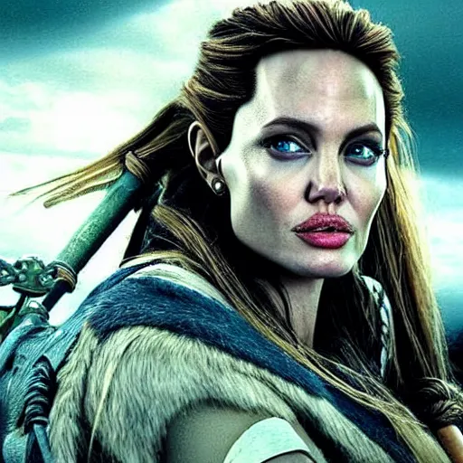 Image similar to an amazing award winning photo of angelina jolie as aloy